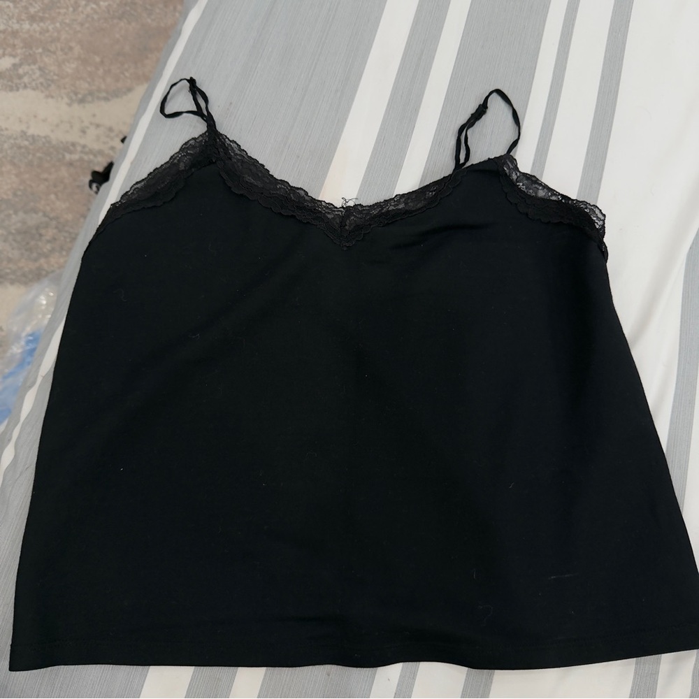 Zara lace trim Black Top
